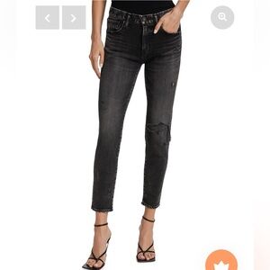 Moussy Vintage Lenwood Black Skinny Jeans Grunge Indie Sleaze Distressed Size 29